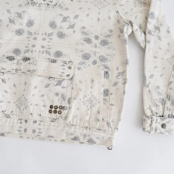 SER.O.YA Braxton Cream Sea Shells Hoodie  Pullover Denim Jacket S NWT - Picture 5 of 13